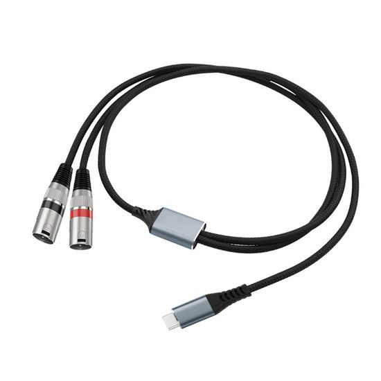 ASHATA Câble USB-C Vers Double XLR Mâle 2m – Audio HIFI 32 Bits 384 KHz, Sortie Stéréo Pour Mixeur, Ampli, Enceintes, Smartphone Et PC