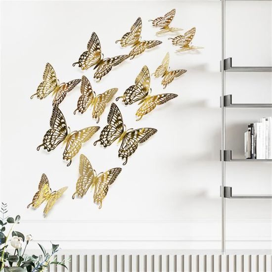 Autocollants Muraux Papillons 3D 12 Pièces - Décoration Magnétique Maison Et Jardin Blanc