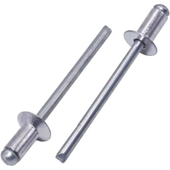 20 Rivets Aveugles Aluminium/acier 6x30mm – À Sertir, Plaqués Zinc, Format Ouvert