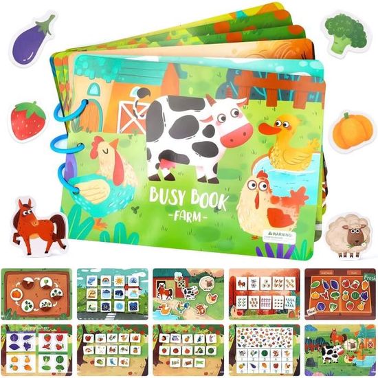 BuzzoXerex Busy Board, Livre Montessori 0-3 Ans, 8 En 1 Planche Activité Montessori Pour Parcours Motricité Bébé, Quiet Book Cadeau Pour 1 2 3 Ans Garçons Et Filles