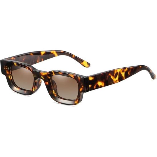 Lunettes De Soleil Rectangulaires épaisses Rétro - Unisexe, Protection UV400, Verres Larges