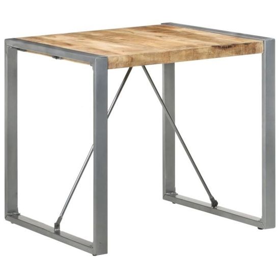 Table de salle à manger en bois de manguier brut - Style Contemporain - 80x80x75 cm