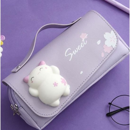 COLOCASTLE Trousse à Crayons, Trousse Scolaire De Grande Capacité Avec 3 Compartiments, Trousse à Maquillage, Scolaires Papeterie Sac à Crayons Pour