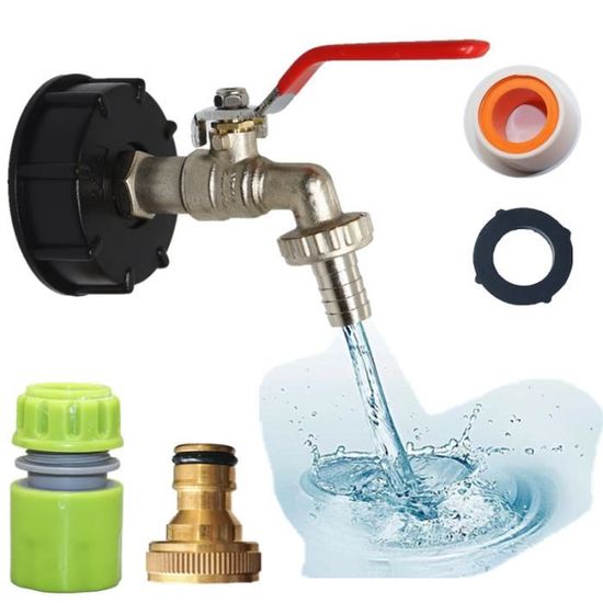 Adaptateur IBC 2" NPS 60 Mm Vers 3/4" BSP | Connecteur Pour Réservoir D'eau D'irrigation Jardin | Inclus Adaptateur Laiton GHT - 9
