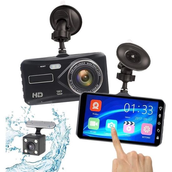 Caméra de Voiture, Dashcam Voiture Avant et Arrière Full HD 1080P Caméra Enregistreur de Conduite avec 4" Écran IPS Tactile A347
