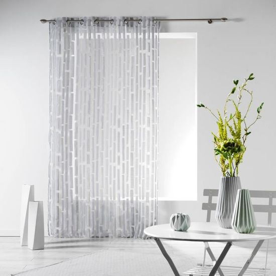 PANNEAU A OEILLETS 140 x 240 CM ORGANZA DEVORE GEOMATIC BLANC