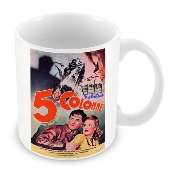 Mug Céramique Vieille Affiche Française Fantômas - Film Rétro, Blanc, Lavable Lave-vaisselle