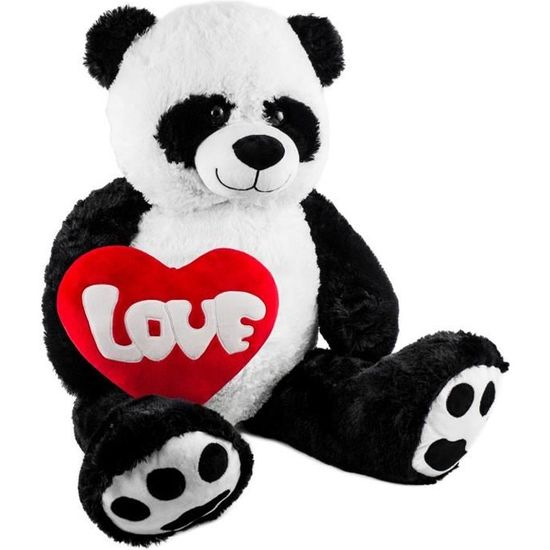 Peluche geante XXL Panda Nounours 100 cm C ur en Peluche Love inclus Cdiscount Jeux Jouets