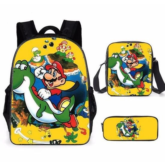 Sac à Dos Enfant Super Mario - Noir - Cartable Garçon Fille - Neuf Avec Étiquettes