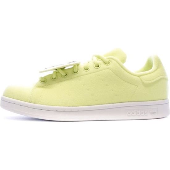 Baskets Stan Smith Jaune Femme Adidas Tige basse Textile style eponge Fermeture a lacets Jaune Cdiscount Chaussures