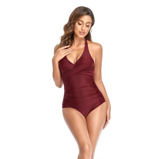 Nadeer Maillot De Bain 1 Pièce Gainant - Push-up Dos Croisé - Taille Haute - Plusieurs Coloris
