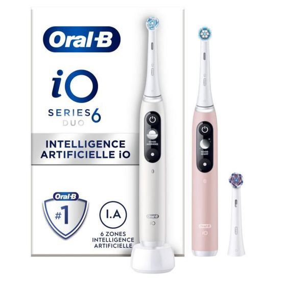 Brosse À Dents Électriques Oral-B iO 6 - Duo - Blanche et Rose - Connectées Bluetooth
