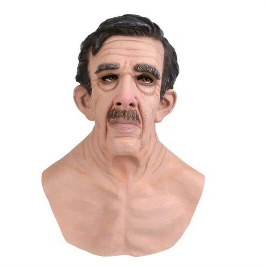 Masque Vieil Homme Latex Réaliste Halloween - Déguisement Adulte Ajustable Carnaval Cosplay