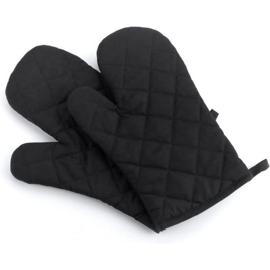 Lot De 2 Maniques Noires Avec Poche - Coton Résistant à La Chaleur - 17,5x17,5 Cm - Protection Four Et Casseroles
