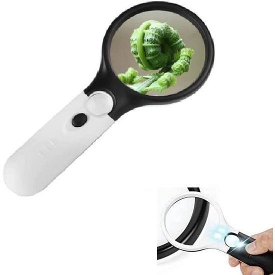 Loupe avec lère 3X 45X,Loupe Grossissante,Loupe de Poche avec lère,Loupe de Lecture éclairante