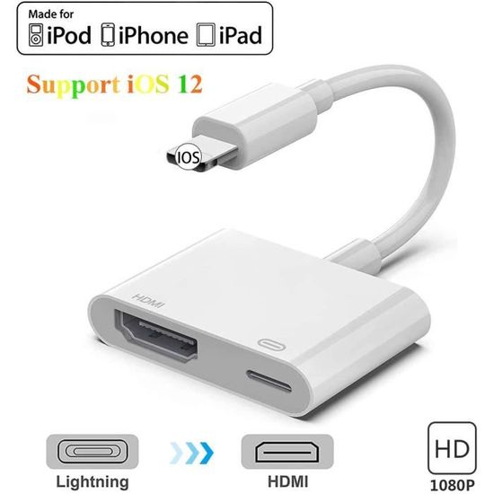 VSHOP® Adaptateur HDMI Lightning AV numérique pour iPhone 6 iPhone