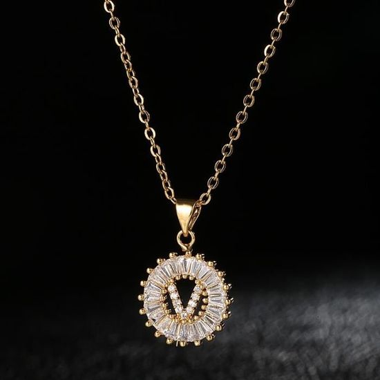 Collier Initiale Lettre Pendentif Pour Femmes - Acier Inoxydable Plaqué Or Rose, Chaîne Réglable 45+5 Cm - 10