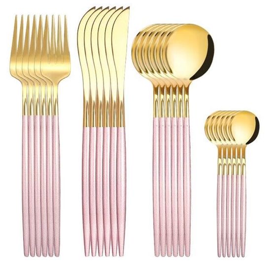 Couleur Couverts en inox - 16 Pièces: 4 x Fourchettes, 4 x Couteaux, 4 x Cuillères, 4 x Cuillère