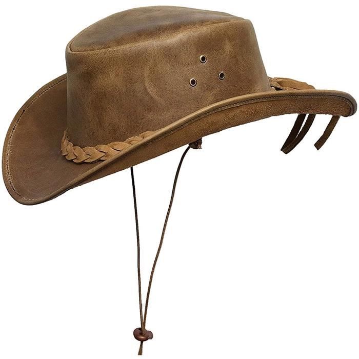 BRANDSLOCK Hommes Chapeau Western Bush Style Vintage Bord Large Cowboy Australien 