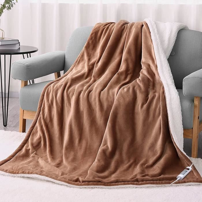 Couverture Chauffante Électrique Navaris 180x130 Cm - Pour Canapé & Lit - Anti-Surchauffe