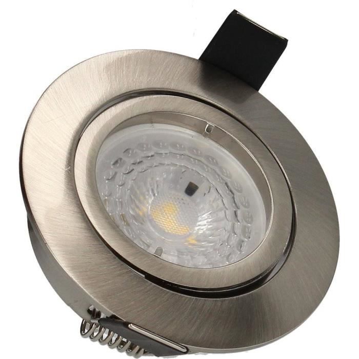 Lot De 3 Projecteurs Encastrables LED Müller-Licht 5W GU10 - Blanc Chaud 300lm, Finition Fer Brossé
