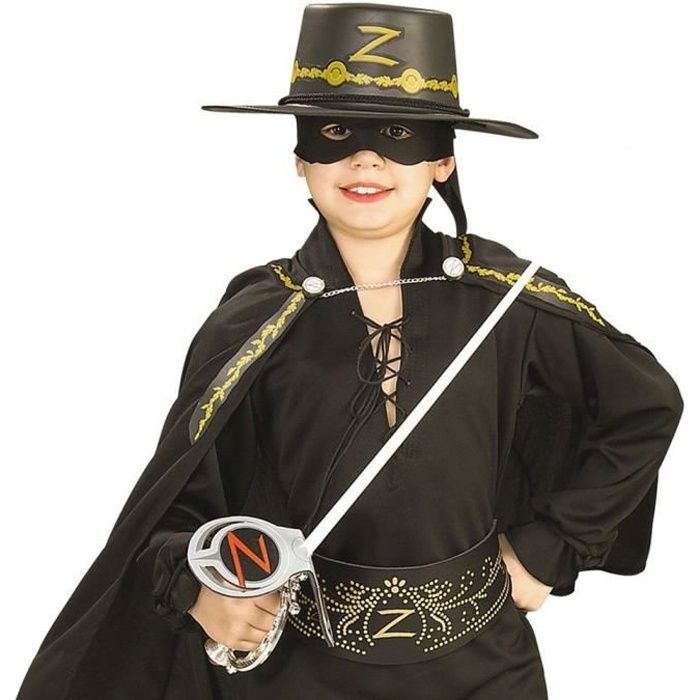 Kit Zorro Epée en plastique masque et chapeau enfant - Noir