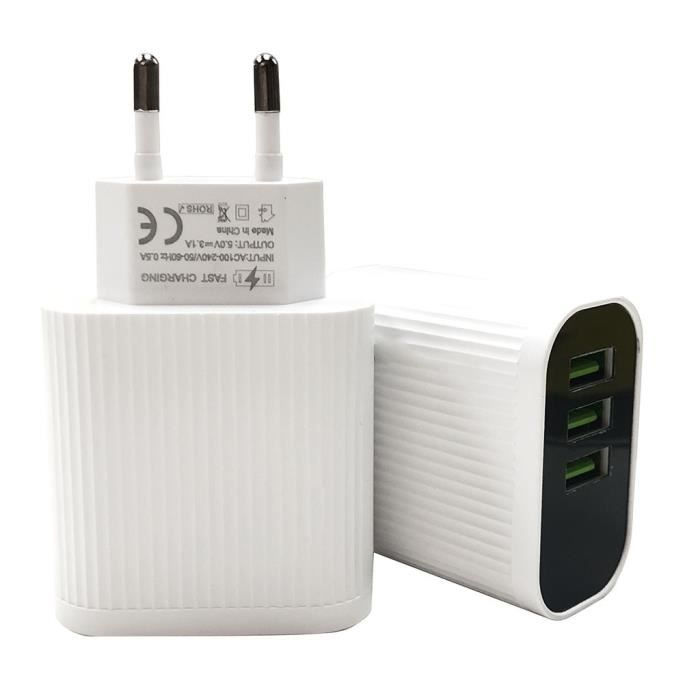 CHARGEUR TELEPHONE Charge rapide 3 Ports Hub USB 3.0 QC Chargeur 3,5A Alimentation avec écran EU Plug GGF90719003B_pocket