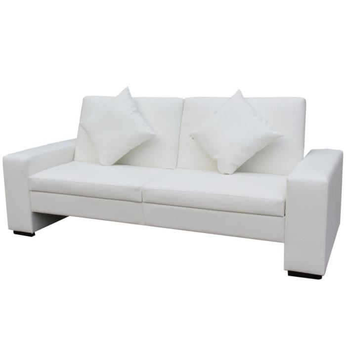 Canapé Tissu - Canapé Convertible Sofa Cuir artificiel Blanc