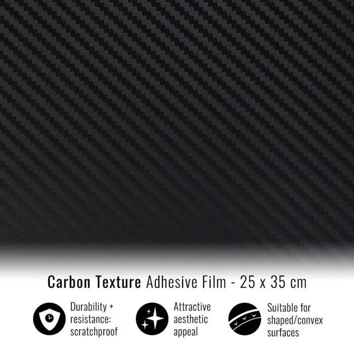 Film Adhésif Wrapping pour Voitures, Effet Carbone , 25 x 35 cm