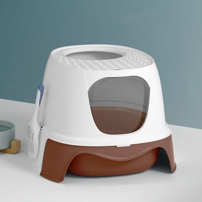 boîte à litière pour chat toilette pour chat, bac à litière entièrement fermé, toilette auto-nettoyante pour chat avec couver 481