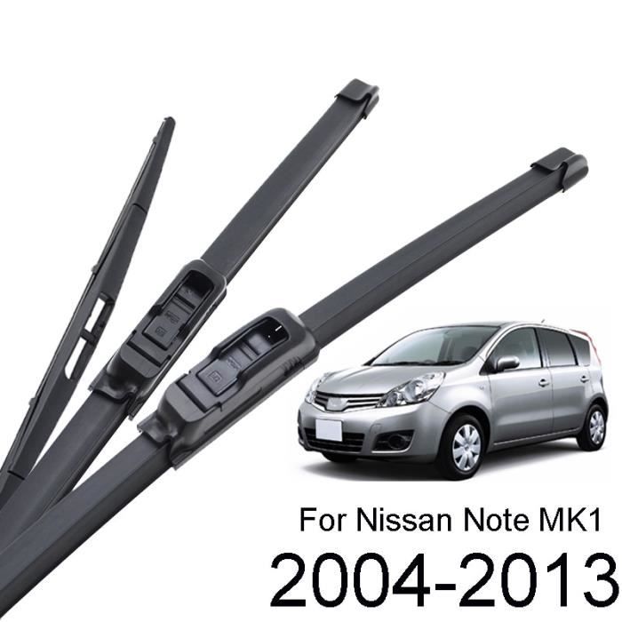 Balais d'essuie-glaces,Xukey Kit de lames d'essuie glace avant arrière, 24 - 14- 12 - , pour Nissan Note MK1 E11, 2013, 2012, 2011,