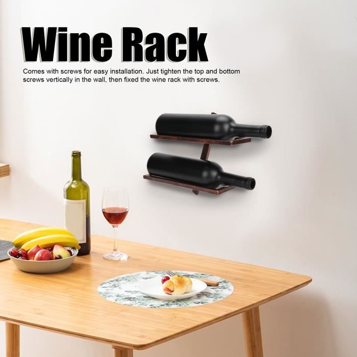 Porte-bouteilles Étagère murale rustique de support de bouteille de vin de casier à vin pour l'armoire de salle à manger HB032
