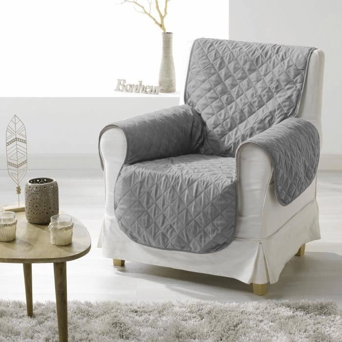 CDaffaires Protege fauteuil matelasse 165 x 179 cm microfibre unie club Gris
