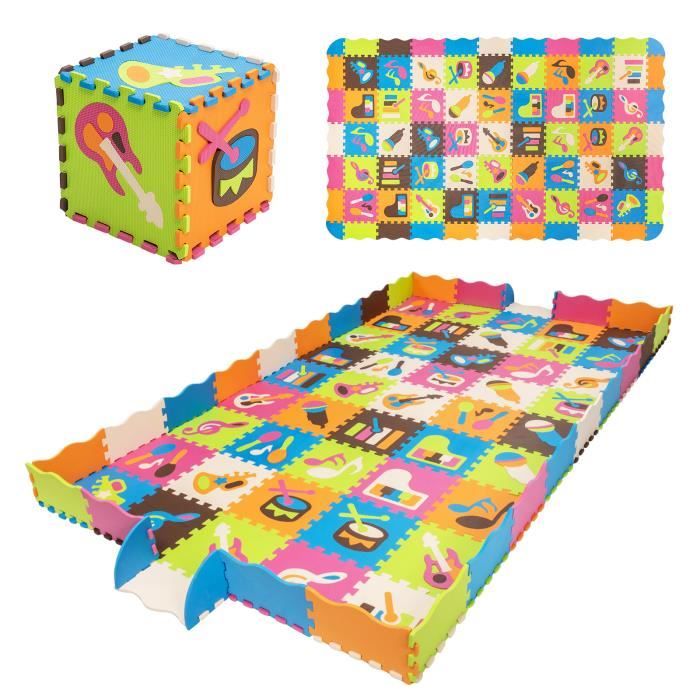 DREAMADE Tapis de Jeu pour Enfants en Mousse EVA, Tapis de Puzzle 125 Pièces avec Motif des Instruments Détachables pour Tout-Petits