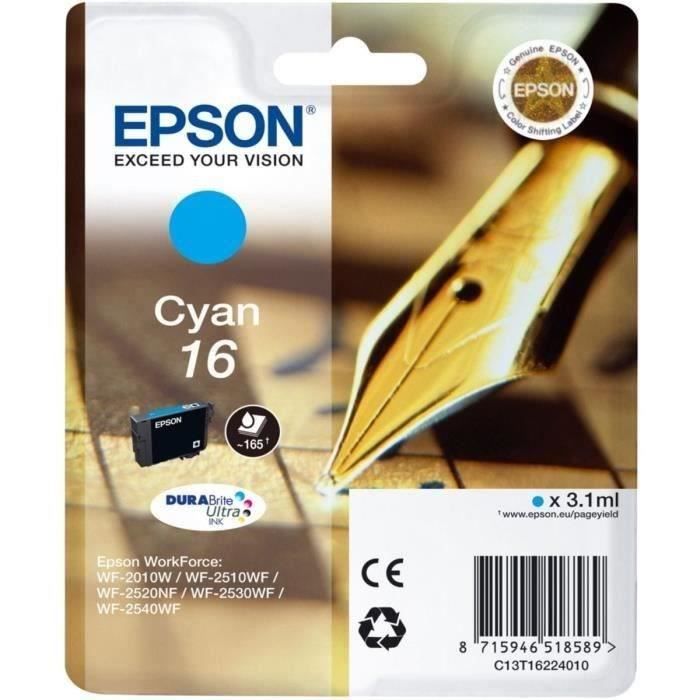 EPSON Cartouche d'encre 16 Cyan - Stylo plume (C13T16224022)