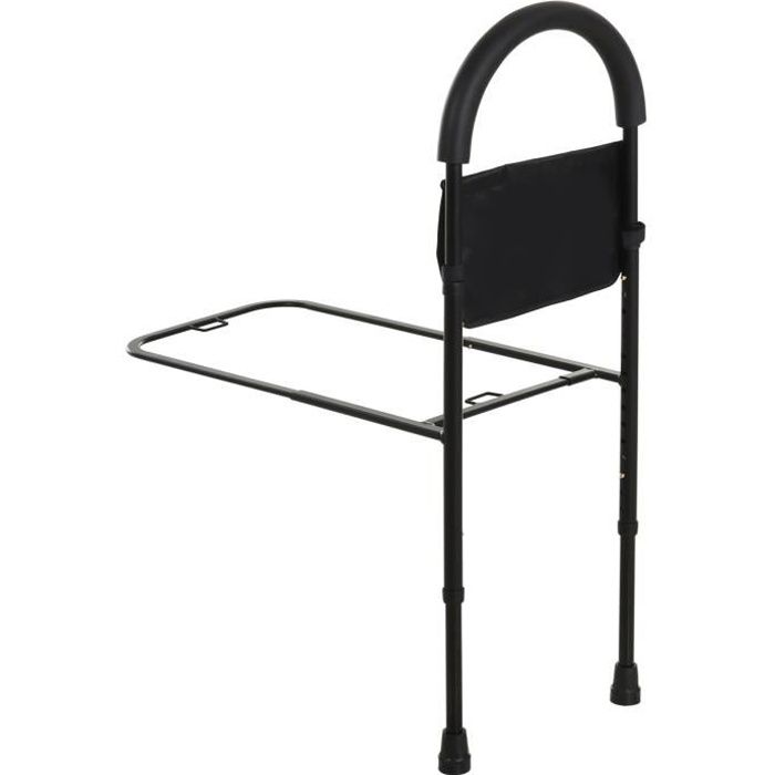 Barre de redressement de lit réglable en hauteur - poignée d'appui pour le lit - barre d'appui de lit - acier noir 36x72x110cm