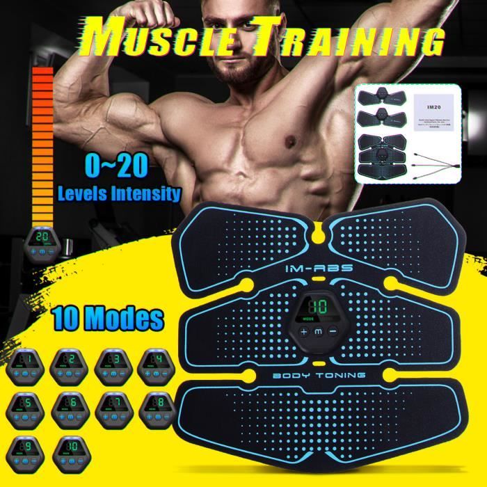 8PCS Appareil de Musculation Fitness Muscle équipement Écran LCD Stimulateur rechargeable USB