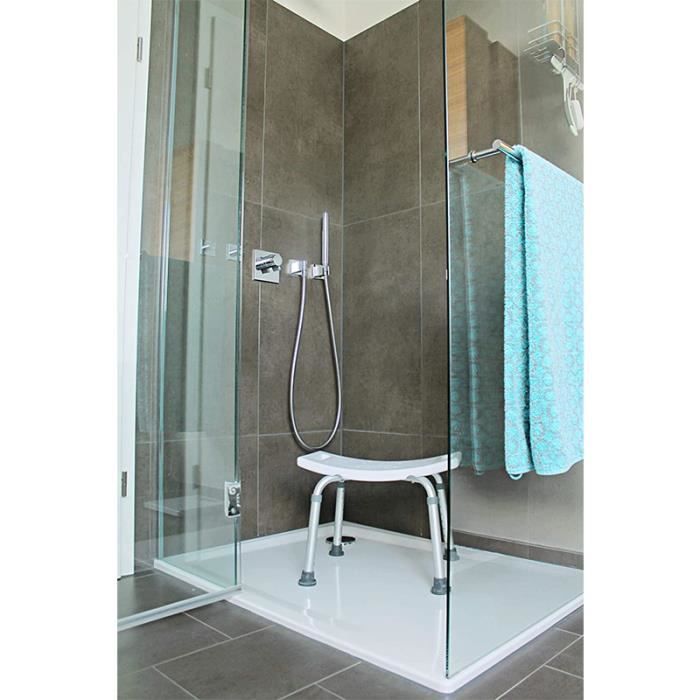 HSTURYZ Tabouret de douche - Hauteur réglable - Siège de douche antidérapant - Aide à la douche - Siège de salle de bain - Blanc