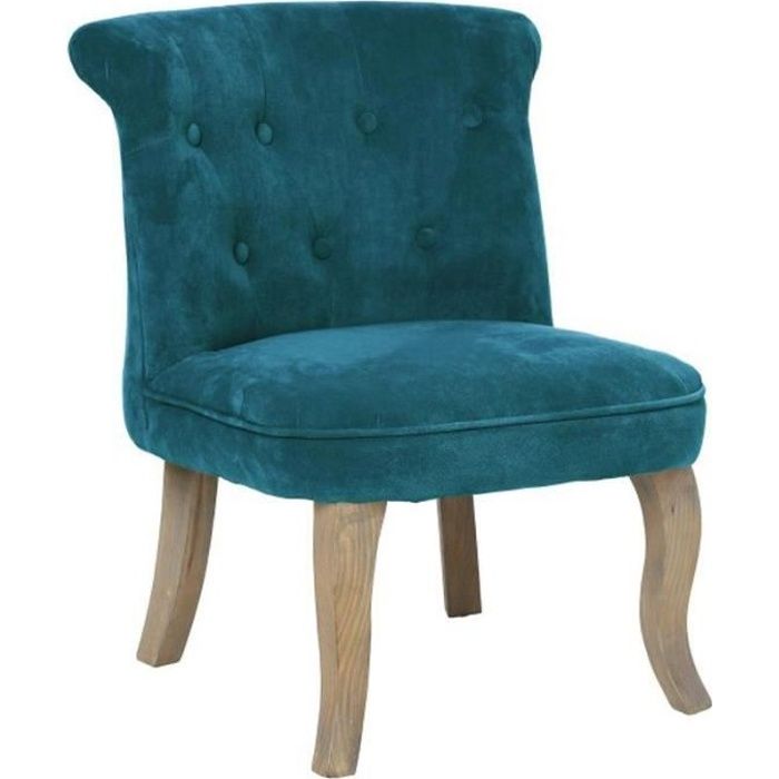 Fauteuil Design Velours -Calixte- 63cm Bleu Canard