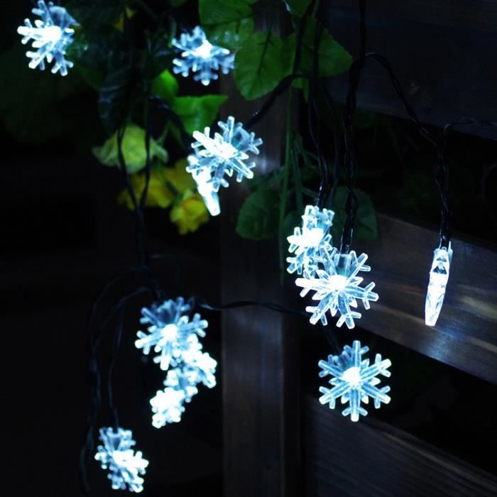 4.8M 20LEDs Flocon de neige Énergie solaire Chaîne Lumières diy pour le décor extérieur des arbres de Noël