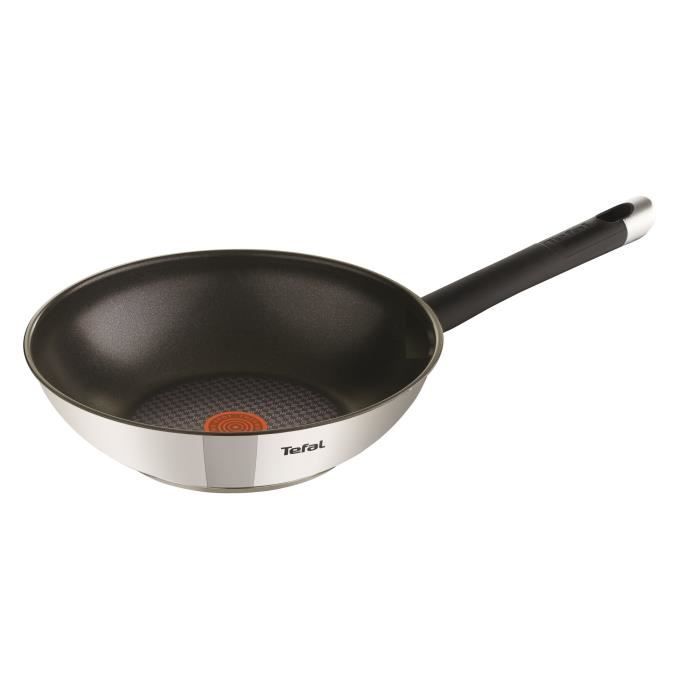 TEFAL E8241914 - Poêle Wok Emotion - Ø 28 cm - Inox - Tous feux dont induction