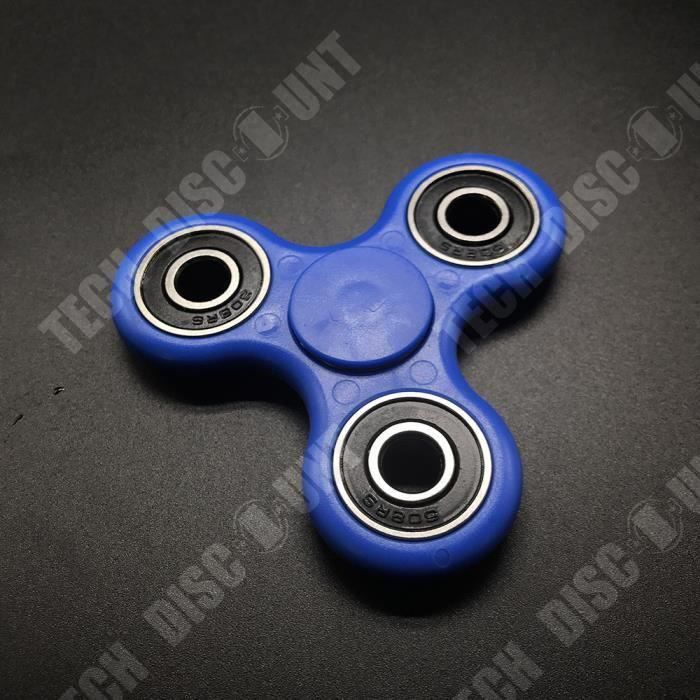 TD® Fidget Spinner Toy - Hand Spinner- Tri-Spinner avec Perles Céramique- Jouet Anti stress et Anxiété. Bleu