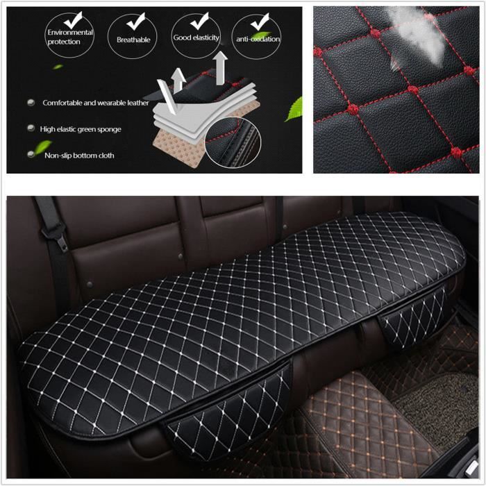 Universel Coussin Siège Arrière de Voiture Coussin de Charbon de Bambou Universel PU Noir+blanc