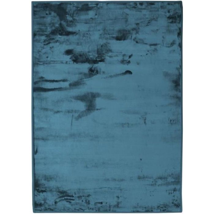 FLANELLE - Tapis extra-doux effet velours bleu foncé 120x170