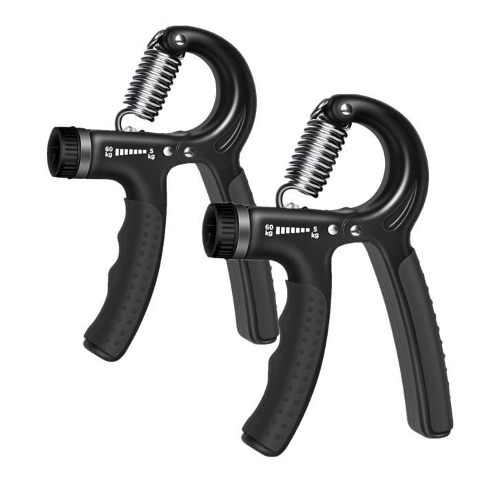 2pcs Poignee Musculation Main Pince Exercice Force Main Appareil Grip Fitness Résistance Ajustable 5-60kg noir