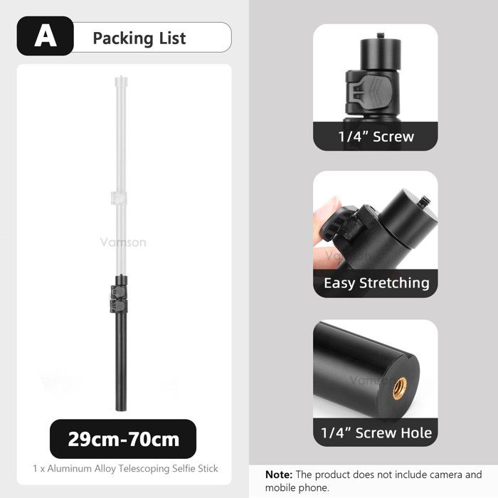 FEICHAO Lot De 10 Vis De 6,35 Mm Pour Perche à Selfie D'appareil Photo D' Action (Noir