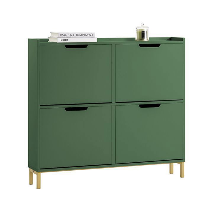 SoBuy Meuble à Chaussures 4 Abattants Fin et Compact Rangement d’Entrée Design pour 16 Paires Vert Foncé 100x19x91cm FSR100-SY