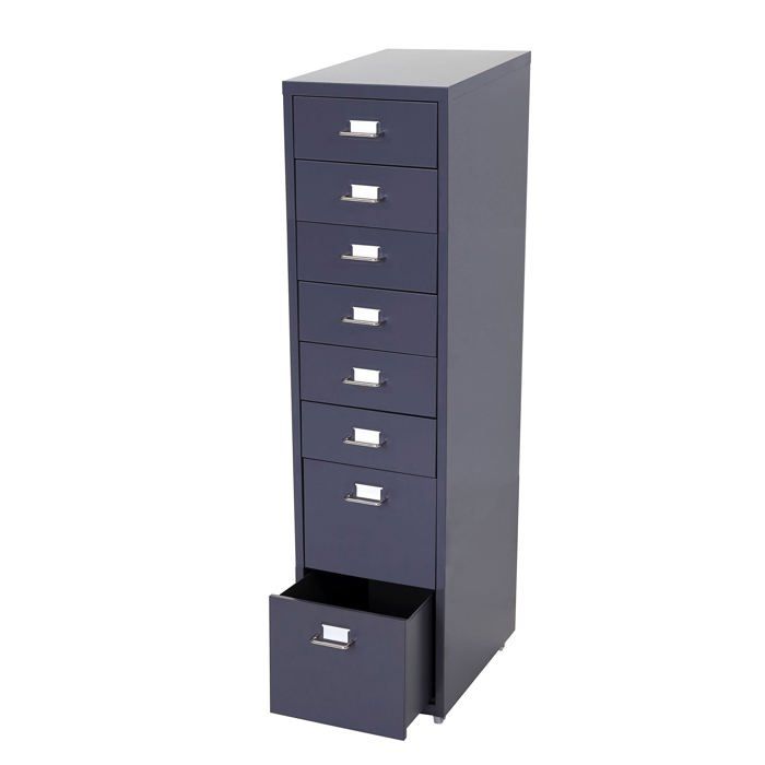 Caisson a tiroirs armoire de bureau 110x28x41 cm 8 tiroirs en acier gris fonce 04_0008257 Caisson a tiroirs armoire de bureau 110x28x41 cm 8 tiroirs en acier gris fonce 04_0008257