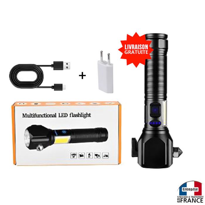 Lampe De Poche Rechargeable USB, Marteau De Sécurité étanche