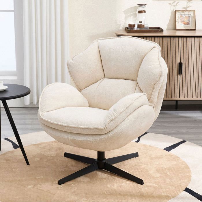 Wahson Fauteuil de Salon Pivotant Chaise Salon Fauteuil Crapaud avec
